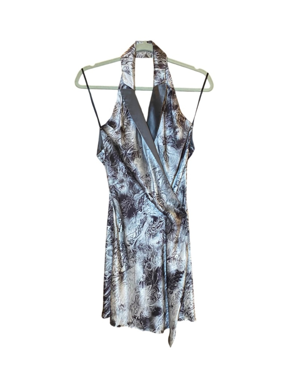 VTG Patrizia Pepe 100% Silk Tuxedo Halter Wrap Dress • Y2K Archival Silk Satin 4 - Picture 14 of 14
